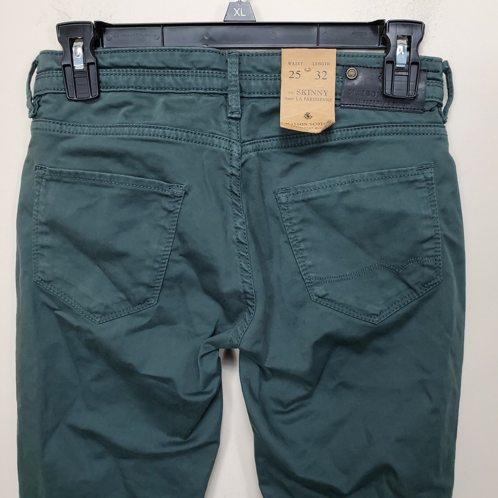 Maison Scotch La Parisienne Skinny Green Jeans 25 zip fly 5 pockets inseam 32" - Picture 6 of 10